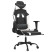 Fotel Gamingowy z Ekoskóry z Podnóżkiem Ergonomiczny Czarno-Biały do Biurka, 9439271