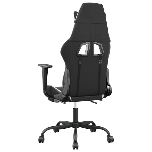 Fotel Gamingowy z Ekoskóry z Podnóżkiem Ergonomiczny Czarno-Biały do Biurka, 9439274