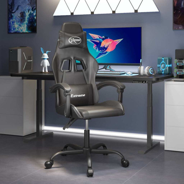 Fotel Gamingowy z Ekoskóry Obrotowy Ergonomiczny Czarny do Biurka, 9439285