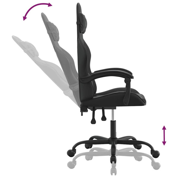 Fotel Gamingowy z Ekoskóry Obrotowy Ergonomiczny Czarny do Biurka, 9439293