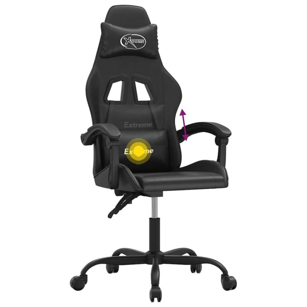 Fotel Gamingowy z Ekoskóry Obrotowy Ergonomiczny Czarny do Biurka, 9439294