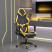 Fotel Gamingowy z Ekoskóry z Podnóżkiem Ergonomiczny Czarno-Złoty do Biurka, 9439298