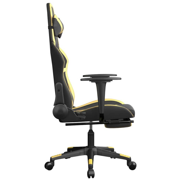 Fotel Gamingowy z Ekoskóry z Podnóżkiem Ergonomiczny Czarno-Złoty do Biurka, 9439301