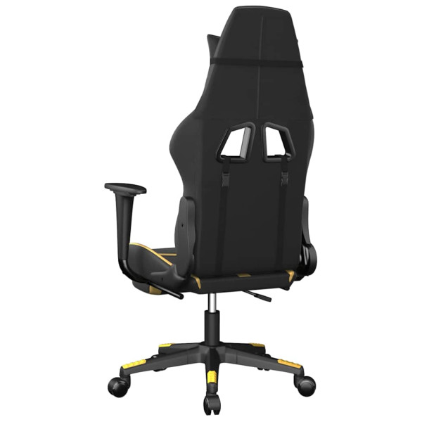 Fotel Gamingowy z Ekoskóry z Podnóżkiem Ergonomiczny Czarno-Złoty do Biurka, 9439302