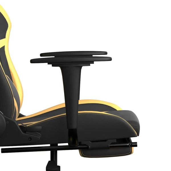 Fotel Gamingowy z Ekoskóry z Podnóżkiem Ergonomiczny Czarno-Złoty do Biurka, 9439307