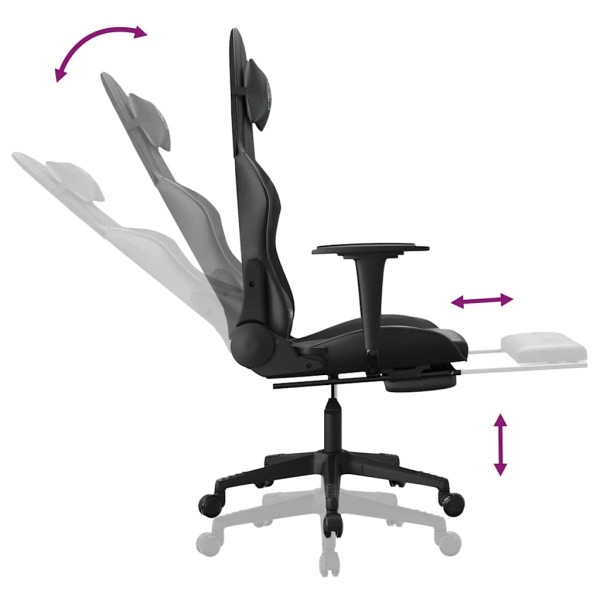 Fotel Gamingowy z Ekoskóry z Podnóżkiem Ergonomiczny Czarny do Biurka, 9439333