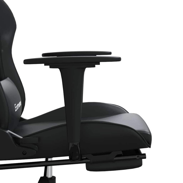 Fotel Gamingowy z Ekoskóry z Podnóżkiem Ergonomiczny Czarny do Biurka, 9439337