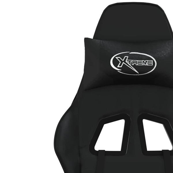 Fotel Gamingowy z Ekoskóry z Podnóżkiem Ergonomiczny Czarny do Biurka, 9439338