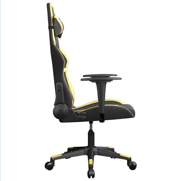 Fotel Gamingowy z Ekoskóry Ergonomiczny Czarno-Złoty do Biurka dla Gracza, 9439344