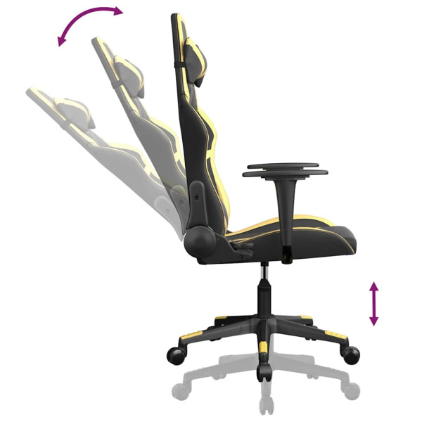 Fotel Gamingowy z Ekoskóry Ergonomiczny Czarno-Złoty do Biurka dla Gracza, 9439345