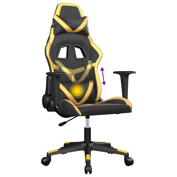 Fotel Gamingowy z Ekoskóry Ergonomiczny Czarno-Złoty do Biurka dla Gracza, 9439346