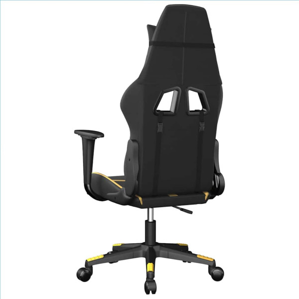 Fotel Gamingowy z Ekoskóry Ergonomiczny Czarno-Złoty do Biurka dla Gracza, 9439347