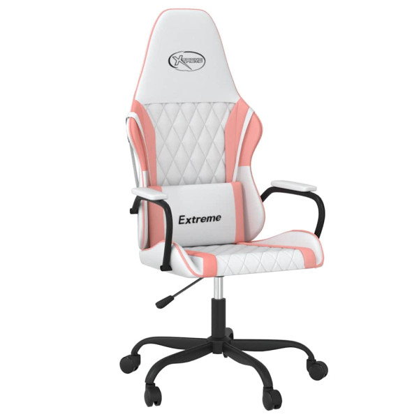 Fotel Gamingowy z Ekoskóry Ergonomiczny Biało-Różowy do Biurka dla Gracza, 9439404