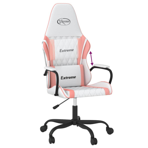 Fotel Gamingowy z Ekoskóry Ergonomiczny Biało-Różowy do Biurka dla Gracza, 9439409