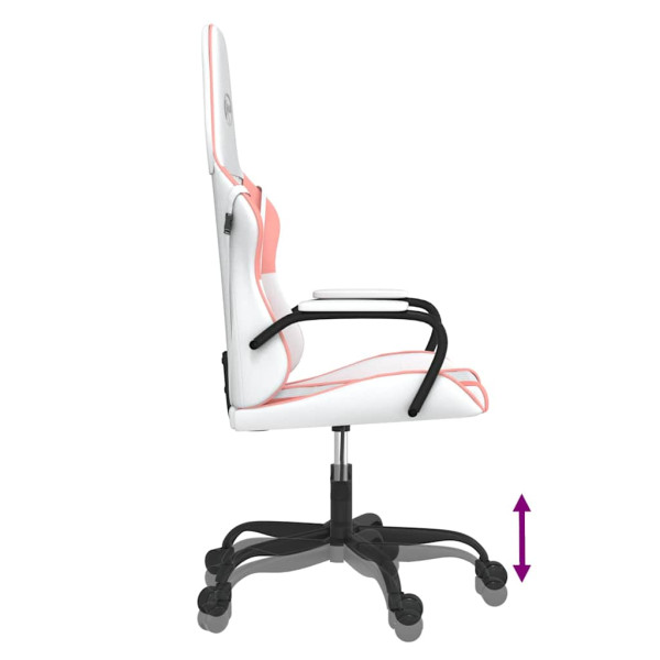Fotel Gamingowy z Ekoskóry Ergonomiczny Biało-Różowy do Biurka dla Gracza, 9439410
