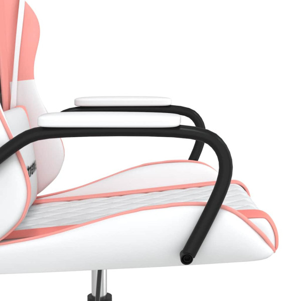 Fotel Gamingowy z Ekoskóry Ergonomiczny Biało-Różowy do Biurka dla Gracza, 9439411
