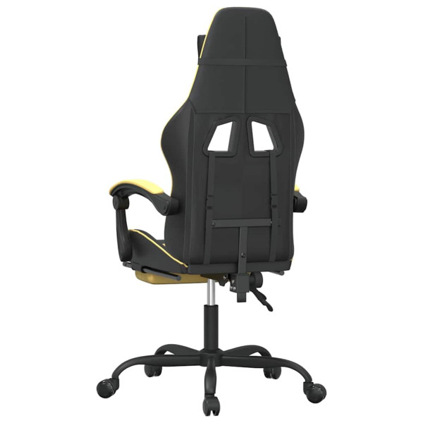 Fotel Gamingowy z Ekoskóry z Podnóżkiem Ergonomiczny Czarno-Złoty do Biurka, 9439450