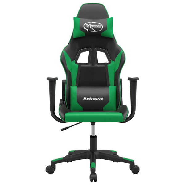 Fotel Gamingowy z Ekoskóry Ergonomiczny Czarno-Zielony do Biurka dla Gracza, 9439615