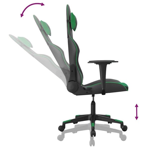 Fotel Gamingowy z Ekoskóry Ergonomiczny Czarno-Zielony do Biurka dla Gracza, 9439619
