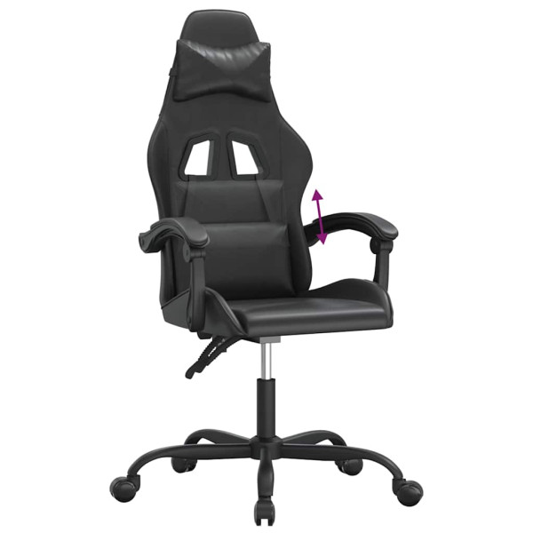 Fotel Gamingowy z Ekoskóry Ergonomiczny z Podłokietnikami Czarny do Biurka, 9439634