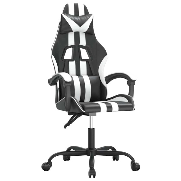 Fotel Gamingowy z Ekoskóry Obrotowy Ergonomiczny Czarno-Biały do Biurka, 9439761