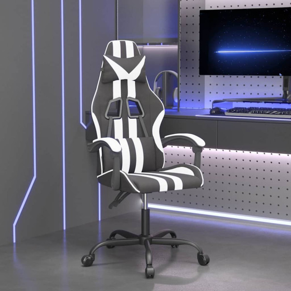Fotel Gamingowy z Ekoskóry Obrotowy Ergonomiczny Czarno-Biały do Biurka, 9439762