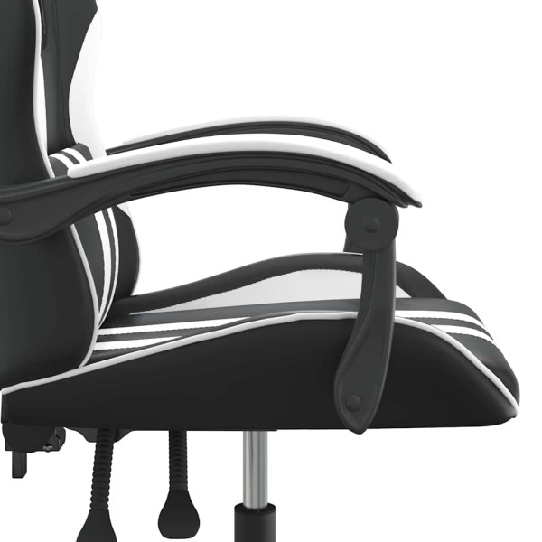 Fotel Gamingowy z Ekoskóry Obrotowy Ergonomiczny Czarno-Biały do Biurka, 9439767