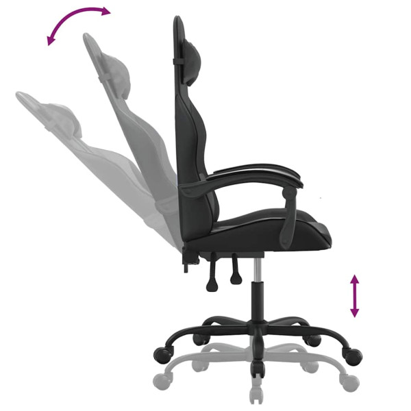 Fotel Gamingowy z Ekoskóry Obrotowy Ergonomiczny Czarny do Biurka, 9439879
