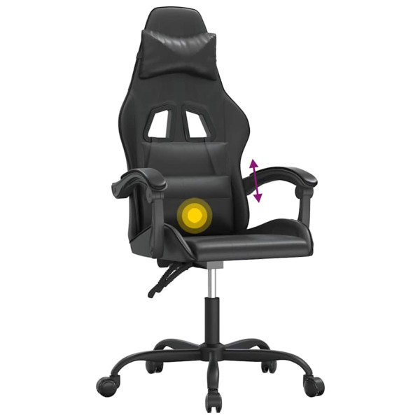 Fotel Gamingowy z Ekoskóry Obrotowy Ergonomiczny Czarny do Biurka, 9439880