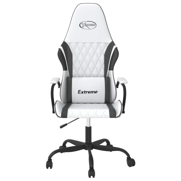 Fotel Gamingowy z Ekoskóry Ergonomiczny Biało-Czarny do Biurka dla Gracza, 9439910