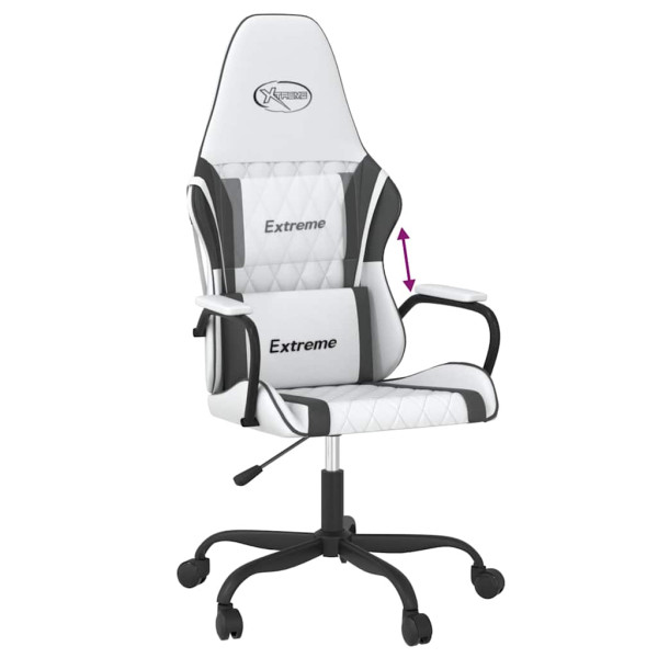 Fotel Gamingowy z Ekoskóry Ergonomiczny Biało-Czarny do Biurka dla Gracza, 9439913