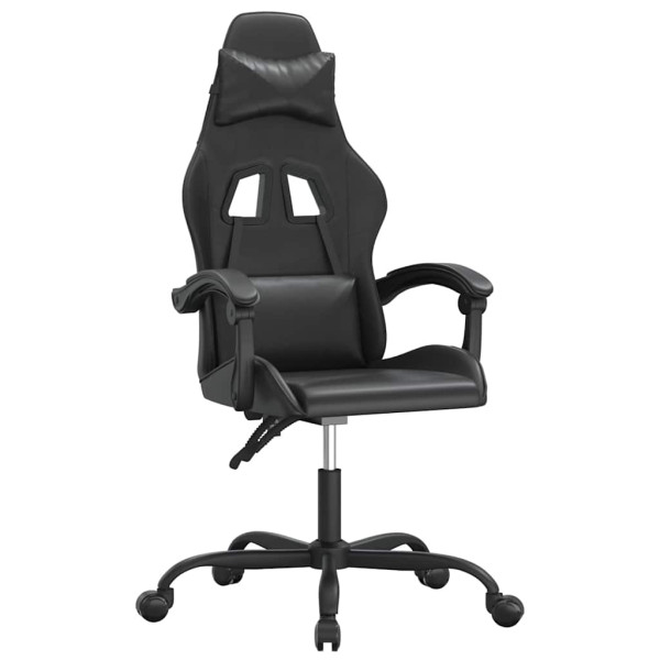 Fotel Gamingowy z Ekoskóry Obrotowy Ergonomiczny Czarny do Biurka, 9440093