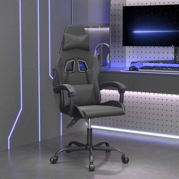 Fotel Gamingowy z Ekoskóry Obrotowy Ergonomiczny Czarny do Biurka, 9440094