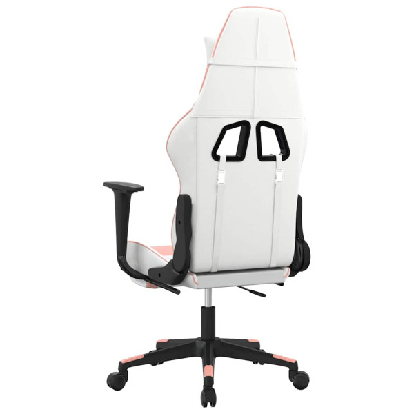 Fotel Gamingowy z Ekoskóry z Podnóżkiem Ergonomiczny Biało-Różowy do Biurka, 9440110