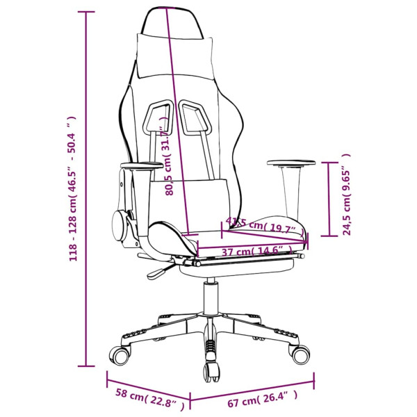Fotel Gamingowy z Ekoskóry z Podnóżkiem Ergonomiczny Biało-Różowy do Biurka, 9440120