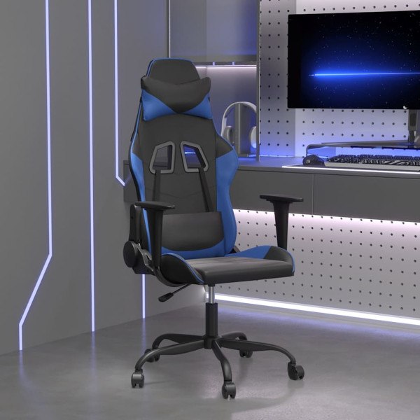Fotel Gamingowy z Ekoskóry Ergonomiczny Czarno-Niebieski do Biurka, 9440192