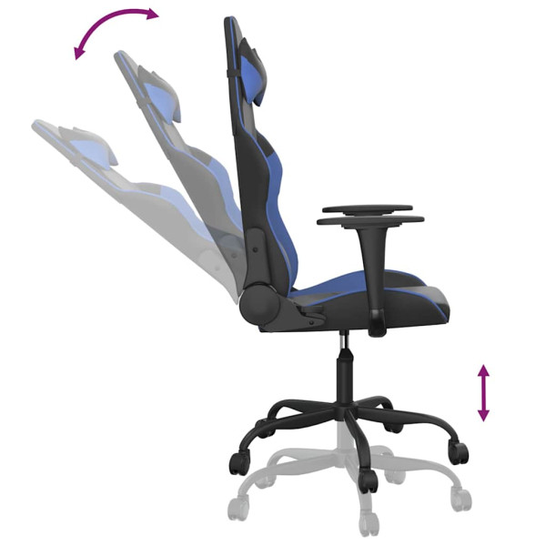 Fotel Gamingowy z Ekoskóry Ergonomiczny Czarno-Niebieski do Biurka, 9440196