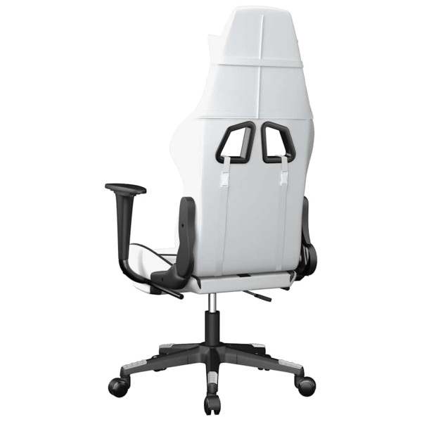 Fotel Gamingowy z Ekoskóry z Podnóżkiem Ergonomiczny Biało-Czarny do Biurka, 9440215