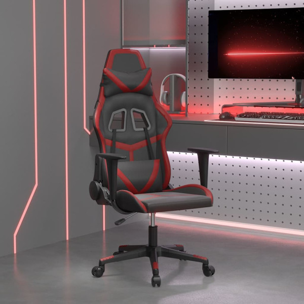 Fotel Gamingowy z Ekoskóry Ergonomiczny Czarno-Czerwony do Biurka, 9440257