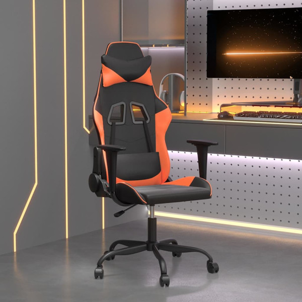 Fotel Gamingowy z Ekoskóry Ergonomiczny Czarno-Pomarańczowy do Biurka, 9440323