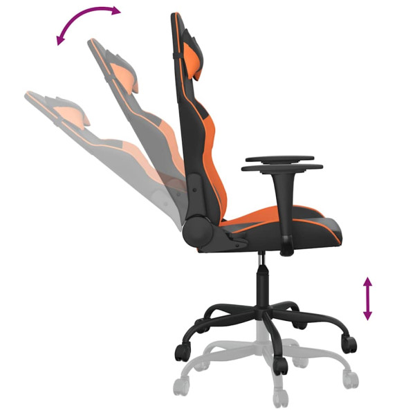 Fotel Gamingowy z Ekoskóry Ergonomiczny Czarno-Pomarańczowy do Biurka, 9440327