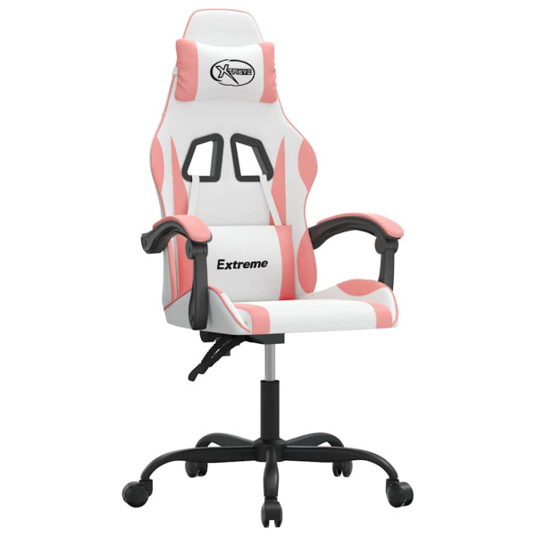 Fotel Gamingowy z Ekoskóry Obrotowy Ergonomiczny Biało-Różowy do Biurka, 9440364
