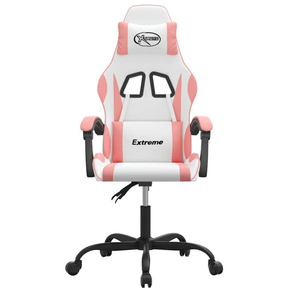Fotel Gamingowy z Ekoskóry Obrotowy Ergonomiczny Biało-Różowy do Biurka, 9440366