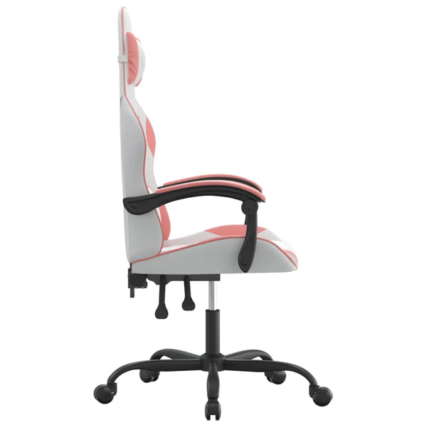 Fotel Gamingowy z Ekoskóry Obrotowy Ergonomiczny Biało-Różowy do Biurka, 9440367