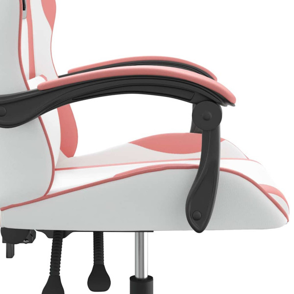 Fotel Gamingowy z Ekoskóry Obrotowy Ergonomiczny Biało-Różowy do Biurka, 9440370