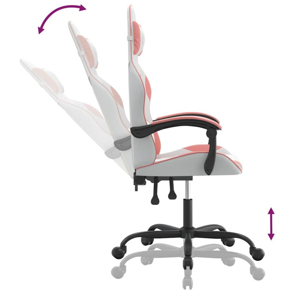 Fotel Gamingowy z Ekoskóry Obrotowy Ergonomiczny Biało-Różowy do Biurka, 9440373
