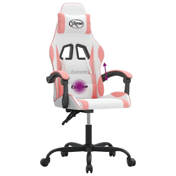 Fotel Gamingowy z Ekoskóry Obrotowy Ergonomiczny Biało-Różowy do Biurka, 9440374