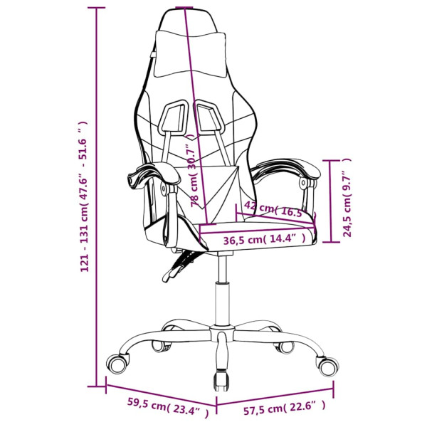 Fotel Gamingowy z Ekoskóry Obrotowy Ergonomiczny Biało-Różowy do Biurka, 9440377