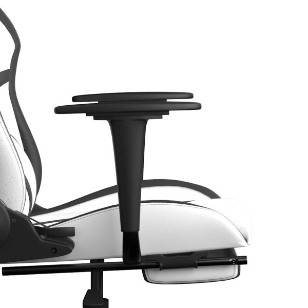 Fotel Gamingowy z Ekoskóry z Podnóżkiem Ergonomiczny Biało-Czarny do Biurka, 9440461