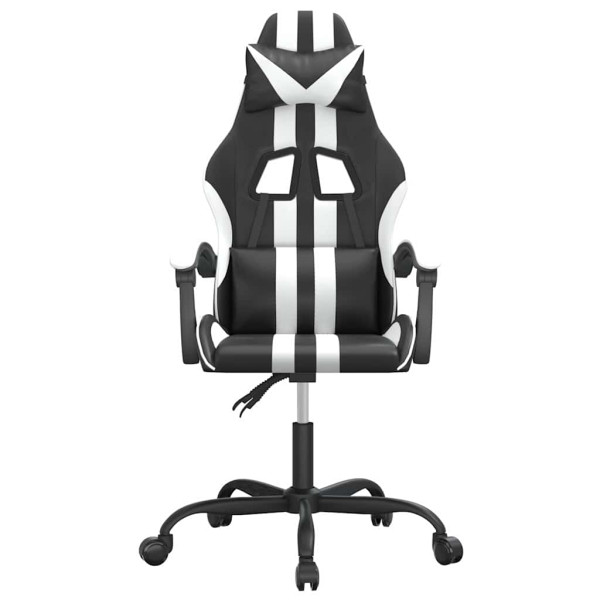 Fotel Gamingowy z Ekoskóry Ergonomiczny Czarno-Biały do Biurka dla Gracza, 9440495